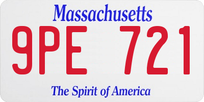 MA license plate 9PE721