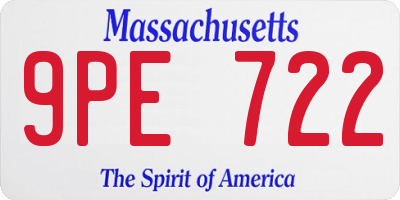 MA license plate 9PE722