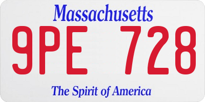 MA license plate 9PE728