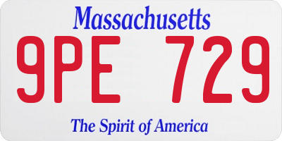 MA license plate 9PE729