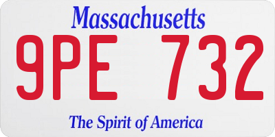 MA license plate 9PE732