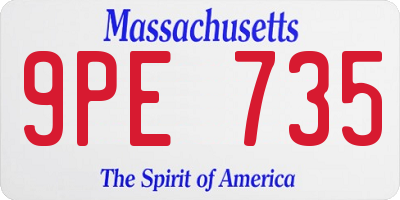 MA license plate 9PE735