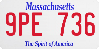MA license plate 9PE736