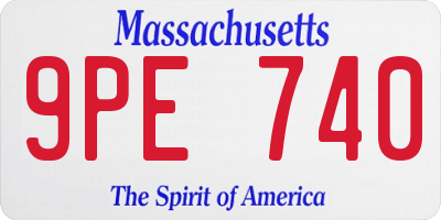 MA license plate 9PE740