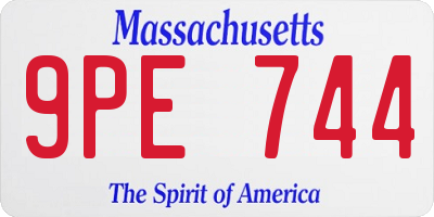 MA license plate 9PE744