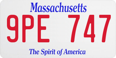 MA license plate 9PE747