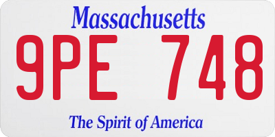 MA license plate 9PE748