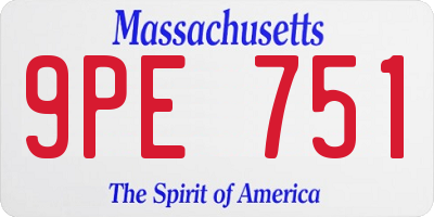 MA license plate 9PE751