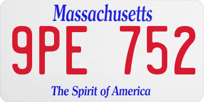 MA license plate 9PE752