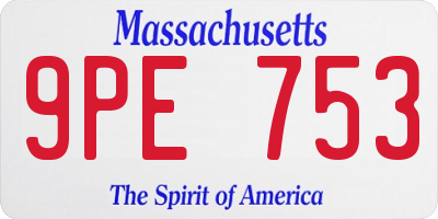 MA license plate 9PE753