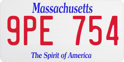 MA license plate 9PE754
