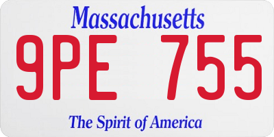 MA license plate 9PE755
