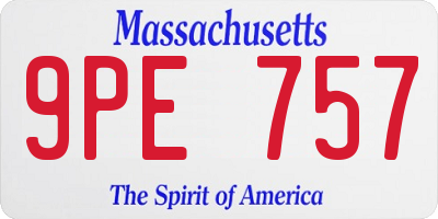 MA license plate 9PE757