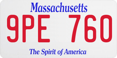MA license plate 9PE760