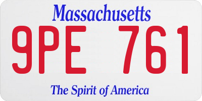 MA license plate 9PE761