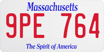 MA license plate 9PE764