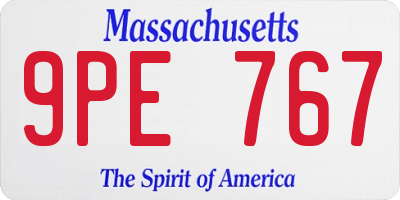 MA license plate 9PE767