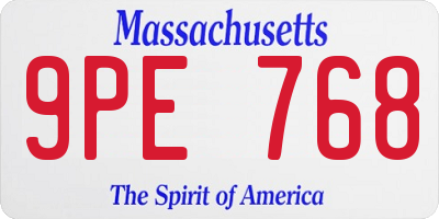 MA license plate 9PE768