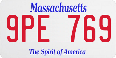MA license plate 9PE769