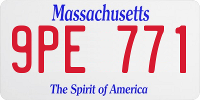 MA license plate 9PE771