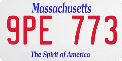 MA license plate 9PE773