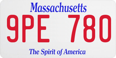 MA license plate 9PE780