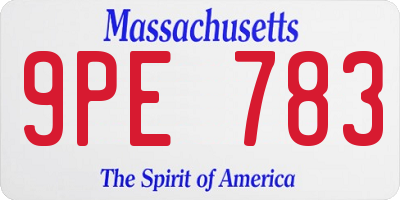 MA license plate 9PE783