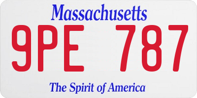 MA license plate 9PE787