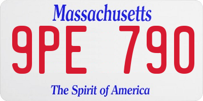 MA license plate 9PE790