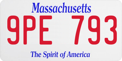 MA license plate 9PE793