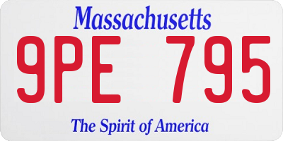 MA license plate 9PE795
