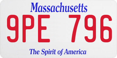 MA license plate 9PE796