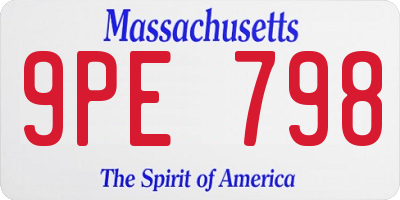 MA license plate 9PE798