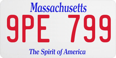 MA license plate 9PE799