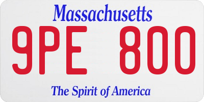 MA license plate 9PE800