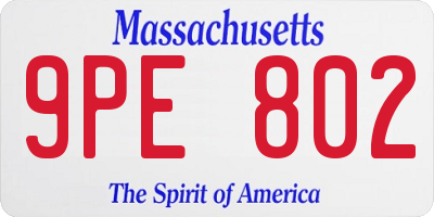 MA license plate 9PE802