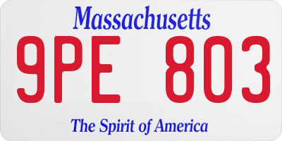 MA license plate 9PE803
