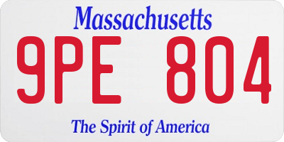 MA license plate 9PE804