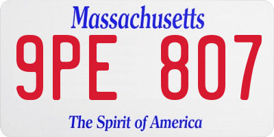 MA license plate 9PE807