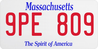 MA license plate 9PE809