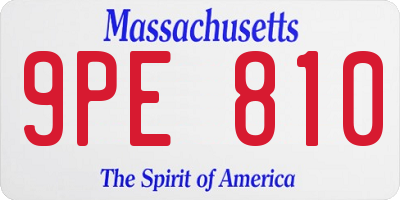 MA license plate 9PE810