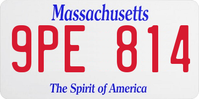 MA license plate 9PE814