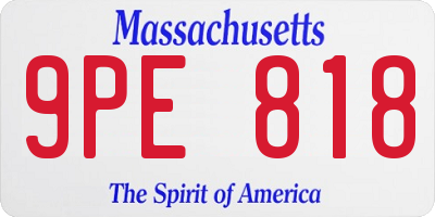 MA license plate 9PE818