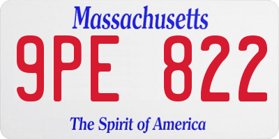 MA license plate 9PE822
