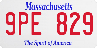 MA license plate 9PE829