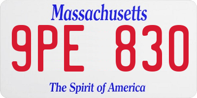 MA license plate 9PE830
