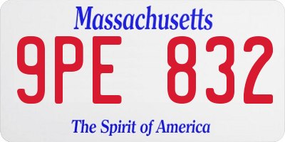 MA license plate 9PE832