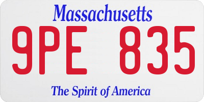 MA license plate 9PE835
