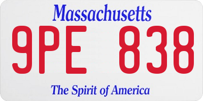MA license plate 9PE838