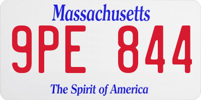 MA license plate 9PE844